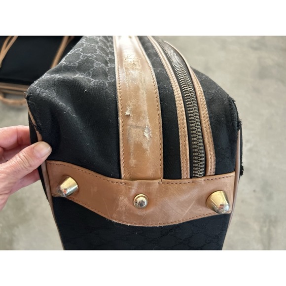 Vintage Gucci Line Sherry? GG Black Fabric Luggage Suitcase Travel Set GUC - Picture 8 of 16